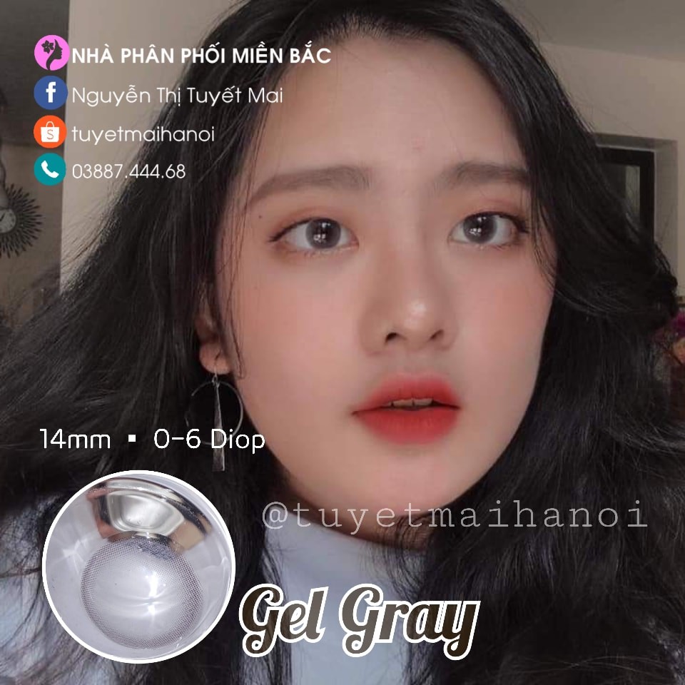 [ Ảnh Thật ] Lens Cận Màu Xám Tự Nhiên Không Giãn Gel Gray 14mm - Kính Áp Tròng Hàn Quốc Vassen Sexy Me