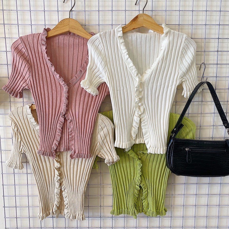 Áo croptop Never Stop nút áo kiểu gài 1 nửa khoe vòng eo hàng nhập quảng châu chất len gân co giãn dễ mix kèm ảnh thật | BigBuy360 - bigbuy360.vn