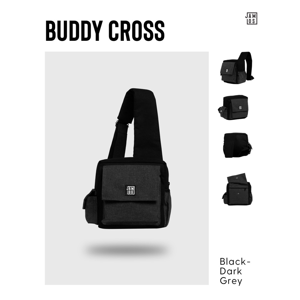 Jamlos Buddy Cross - Túi đeo chéo dáng hộp sau lưng trước ngực thời trang đa dụng tiện ích vải canvas nhiều ngăn