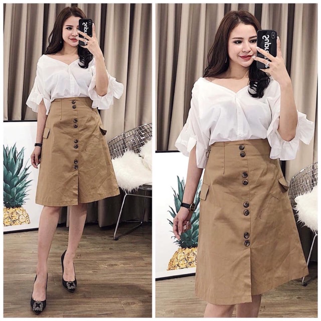 Set áo sơ mi váy vintage