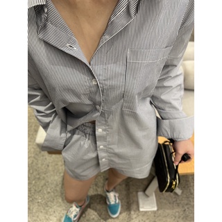 Set Bộ Sơ Mi Sọc Nhí (Áo Sơ Mi + Quần Short)