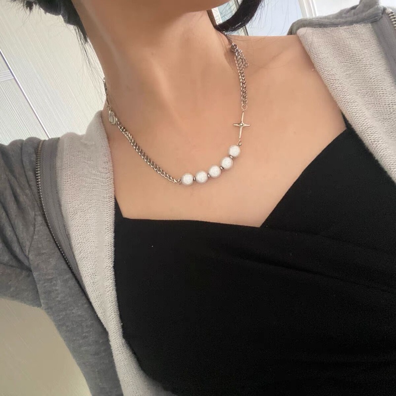 Vòng cổ Đính Ngọc Trai Phản Quang Phong Cách Thời Trang Âu Mỹ