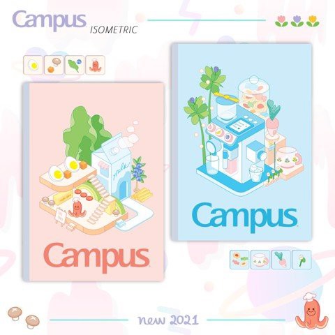 Lốc 5 Vở KN có chấm Campus ISOMETRIC 80 trang