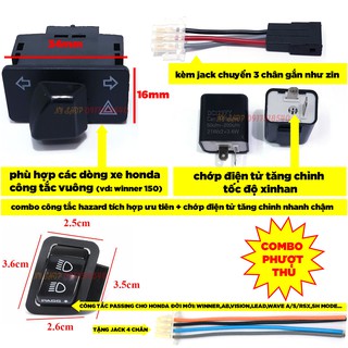 🏅 COMBO PHƯỢT THỦ CÔNG TẮC XI NHAN KẾT HỢP HAZARD + CTAC PASSING KÈM CHỚP ĐIỆN TỬ  🏅