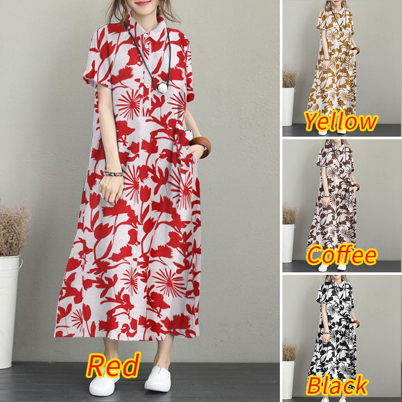 Đầm dài Zanzea tay ngắn thời trang Hàn Quốc cổ điển thanh lịch