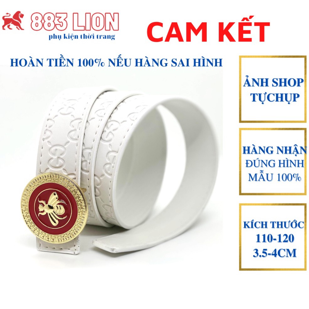 Thắt Lưng Da Nam Gucci Mềm Mặt Con Ong Vàng Đỏ Sang Trọng Dây Da Mềm Tổng Hợp