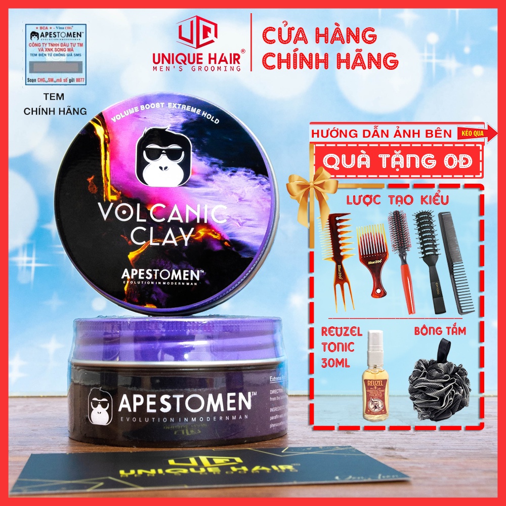 [CHÍNH HÃNG STORE HÀ NỘI] Sáp vuốt tóc Volcanic Clay Apestomen bản mới 2021 + Quà Tặng [RẺ VÔ ĐỊCH}