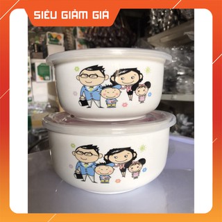Bộ 2 thố gốm sứ tráng men có nắp đậy hút chân không