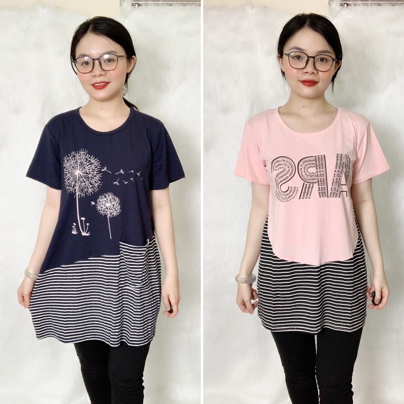 Áo thun cổ tròn freesize đên 65kg (bầu bí bon chen)