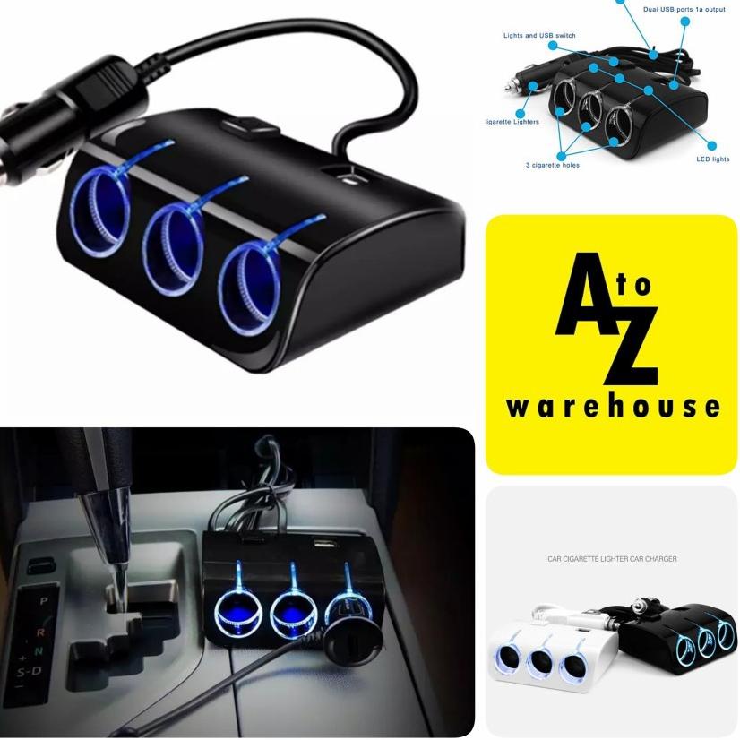 Tốt nhất! Bật Lửa 3 Cổng Sạc Usb DC 12V / 24 3 Khe Cho Xe Hơi