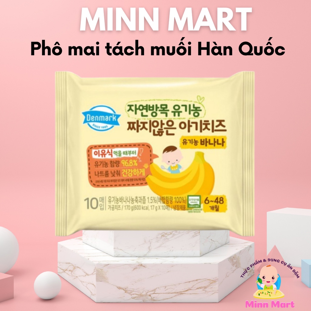 Phô mai hữu cơ tách muối Hàn Quốc cho bé 6m+ ăn dặm Minn Mart [ HSD mới: 07.2023 ]