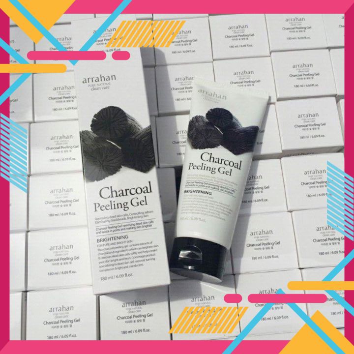 [MÃ GIẢM GIÁ 10% CHO ĐƠN TỐI THIỂU 199K] Gel tẩy da chết Arrahan Charcoal Peeling Gel 180ml Hàn Quốc😊FREE😊than hoạt tính