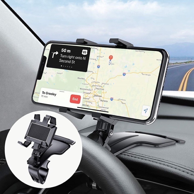 Giá đỡ kẹp điện thoại trên ô tô xoay 360 độ chống rung - Kẹp điện thoại gắn bảng điều khiển, tấm chắn nắng, taplo, kính