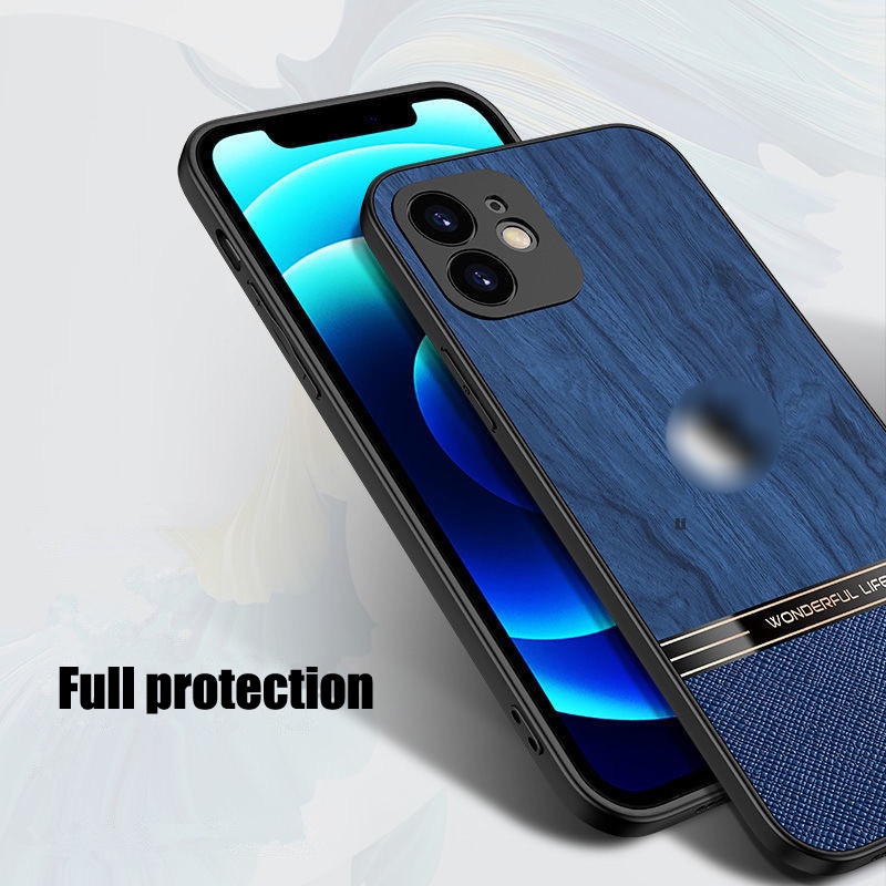 Ốp điện thoại vân gỗ đơn giản sang trọng thích hợp cho iPhone 12 11 pro max xs max xr x 8 7 plus