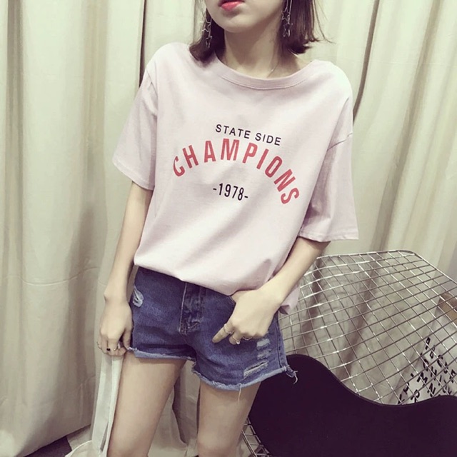 [302]Áo thun đẹp ⚜️FREESHIP⚜️ Áo Thun Nữ Unisex Thun Nữ Quảng Châu CHAMPION [Thun Nu] | BigBuy360 - bigbuy360.vn