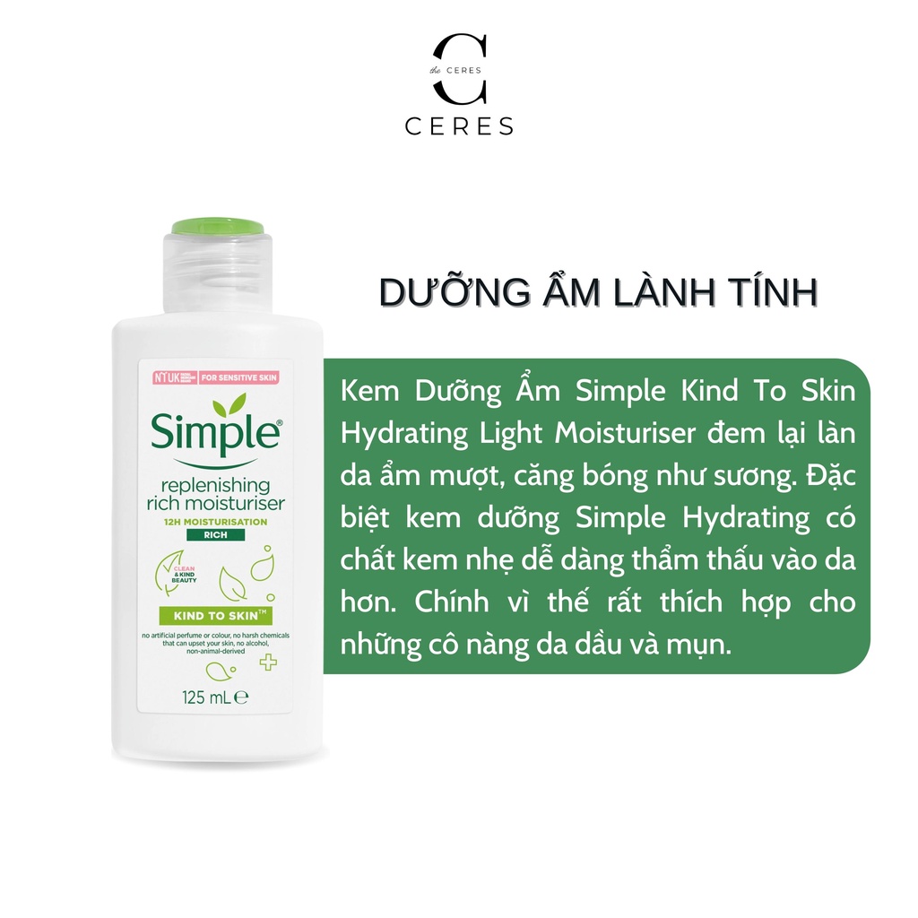 Combo Simple ( Sữa Rửa Mặt + Nước Tẩy Trang + Toner Nước Hoa Hồng + Kem Dưỡng Ẩm Da ) Tẩy Tế Bào Da Chết Dịu Nhẹ