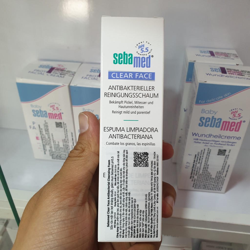 [2 tặng 1] Sữa rửa mặt tạo bọt kháng khuẩn giảm mụn Sebamed pH5.5 Clear Face AntiBacterial Cleansing Foam 150ml