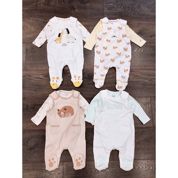 Set yếm áo liền thân hàng C&amp;A dư xịn chất cực đẹp cho bé newborn đến 9 tháng