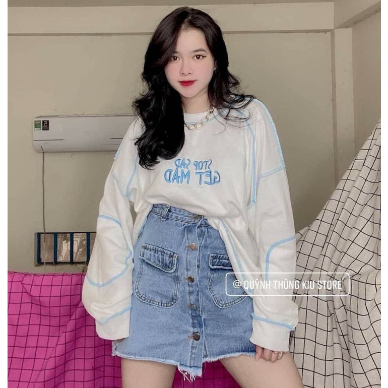 Áo sweater nỉ Msic/Stop Sad chỉ nổi dài tay unisex dưới 65kg nam nữ | BigBuy360 - bigbuy360.vn