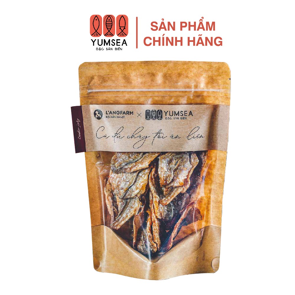 Cá đù cháy tỏi ăn liền, bịch 90g, mẫu kraft 1 mặt trong, YUMSEA - Đặc Sản Biển