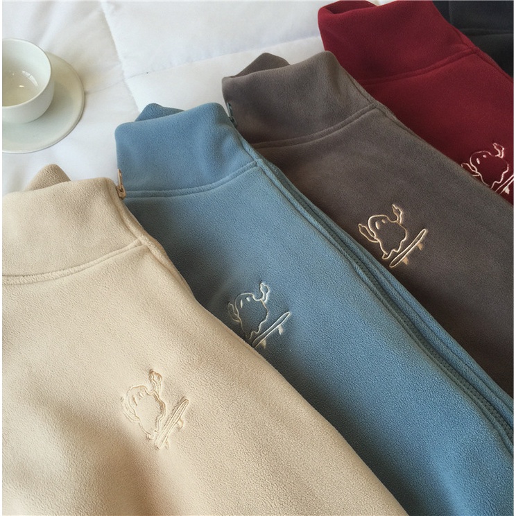 Áo khoác tay dài may bằng vải len cashmere giữ ấm vào mùa đông đơn giản đa năng cho nữ có dây kéo nhiều màu