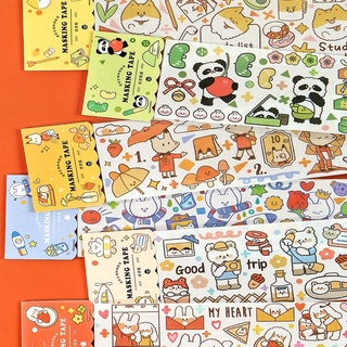 sticker dáng dài masking tape thiết kế động vật dễ thương quầy gelato