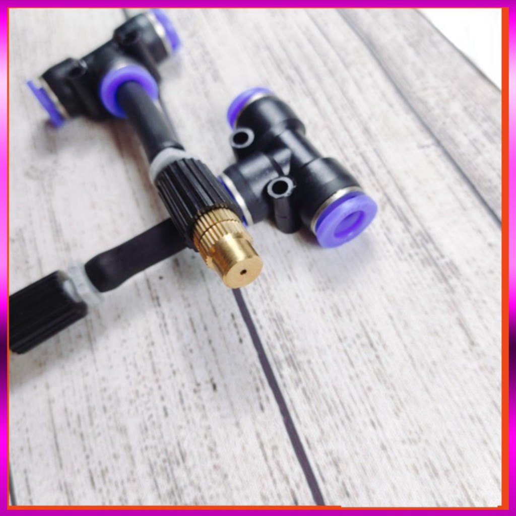 [GIÁ TỐT] 6m dây +3 Béc phun sương 1 tia đồng, nối nhanh chữ Tê 8mm dùng tưới cây, tưới lan
