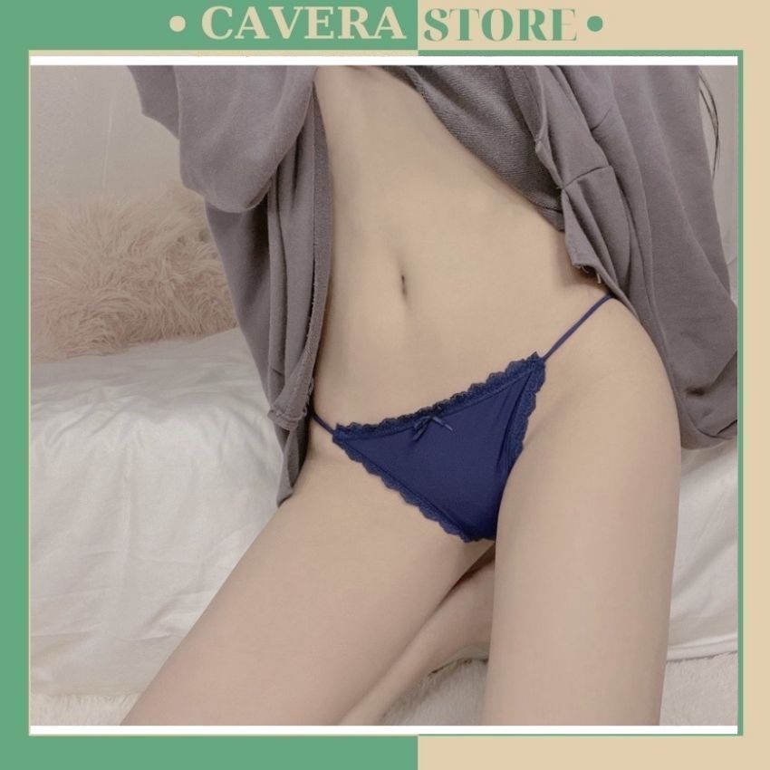 Quần lót nữ su sexy hai dây viền ren gợi cảm, Quần chíp chất su co dãn mát lạnh sexy cuốn hút Cavera L829