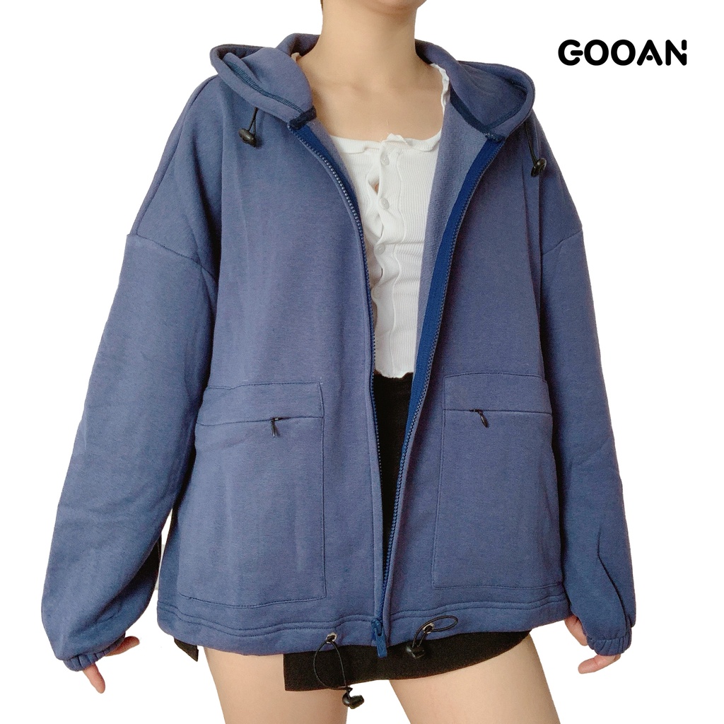 Áo khoác nữ nỉ chống nắng form rộng Popy ulzzang unisex -Gooan