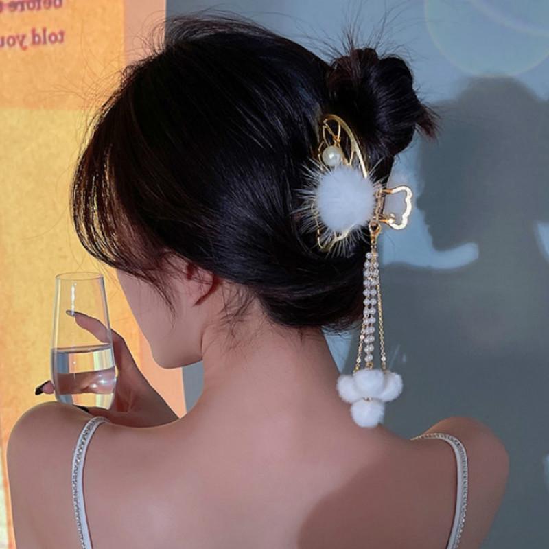 Kẹp Tóc Hình Bướm Phối Dây Tua Rua Xinh Xắn Dành Cho Nữ