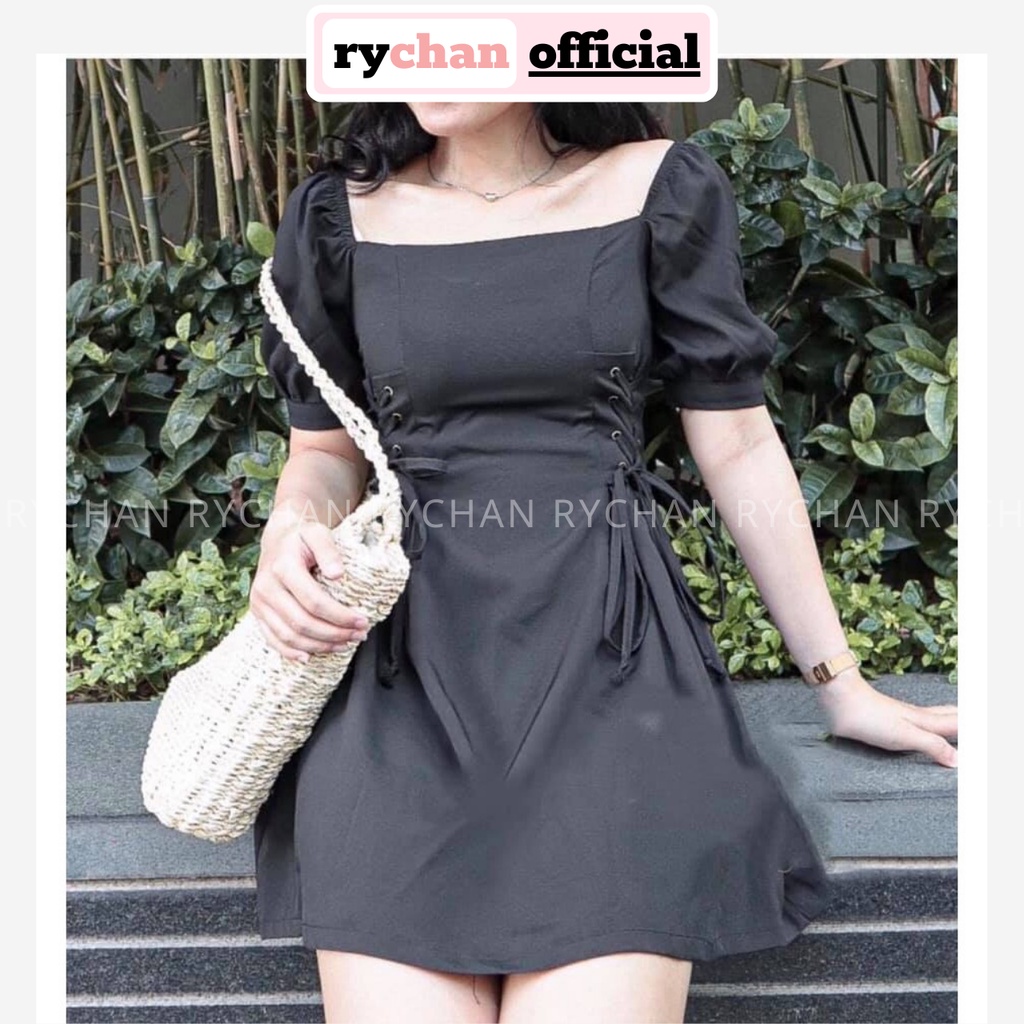 Đầm Xòe Đan Eo Cổ Vuông 3 Màu - DX933