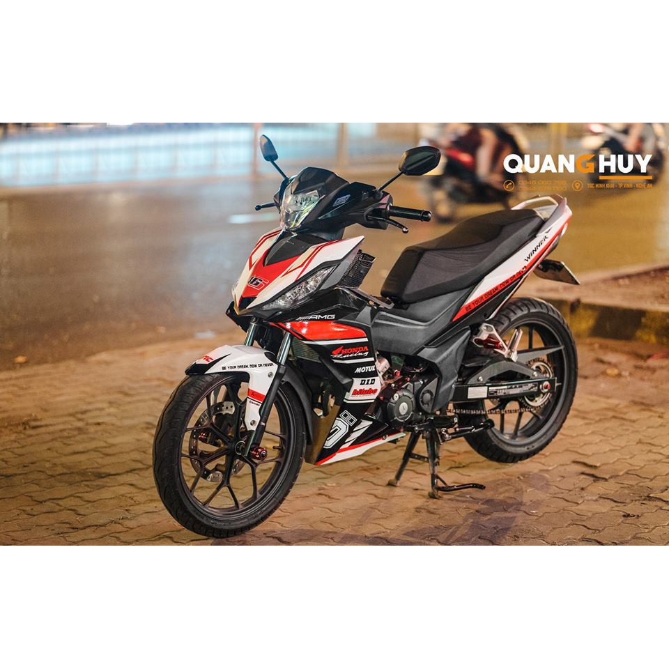 tem trùm winner sọc trắng đỏ đen 150 V1, độ team dán phủ decal xe máy giá rẻ đẹp