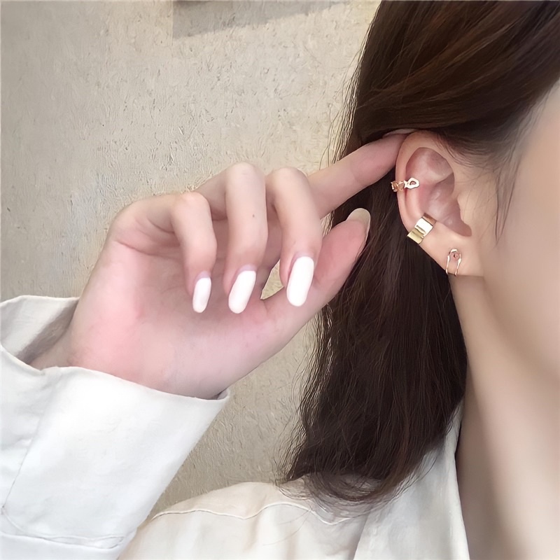 Set 3 chiếc bông tai kẹp vành không cần bấm lỗ tim