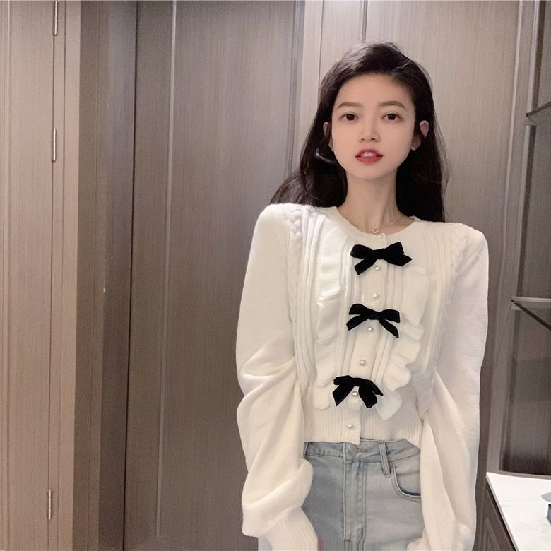 Áo Sweater Dáng Rộng Thắt Nơ Thời Trang Xuân Thu Cho Nữ