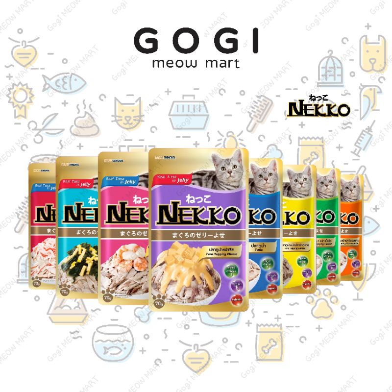 [SIÊU RẺ] Pate NEKKO JELLY dạng thạch cho mèo từ 6 tháng 8 mùi vị túi 70G - Thức ăn dinh dưỡng thú cưng Gogi MEOW MART