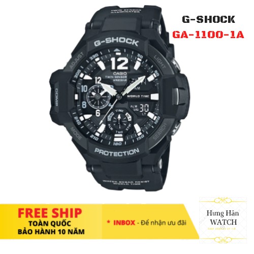 [Bảo hành 10 năm] Đồng hồ thể thao nam G-Shock GA-1100-1A1 full phụ kiện [Hưng Hân Shop]