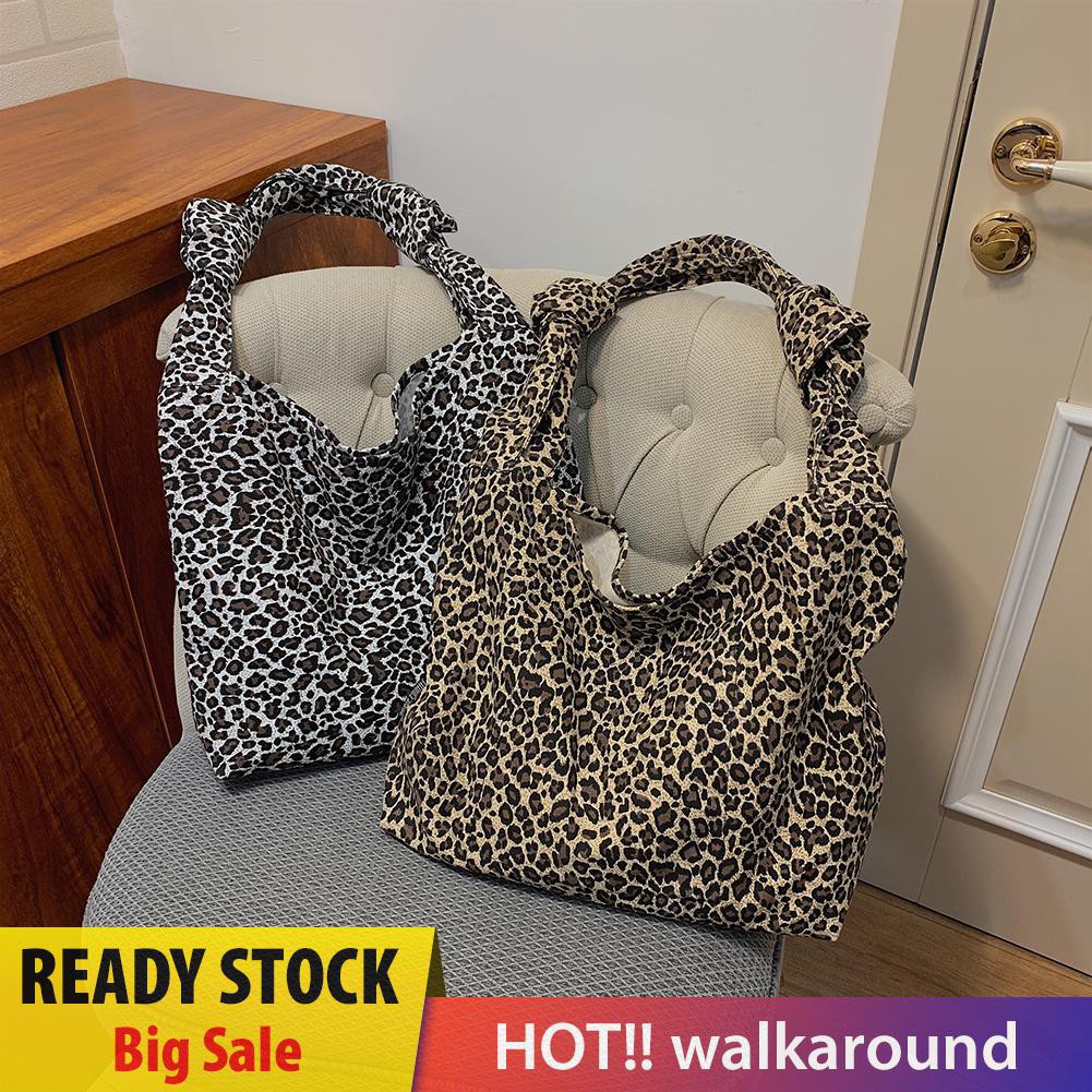 Walk Women Leopard Messenger Bag Retro Large Capacity Canvas Lady Totes Handbags