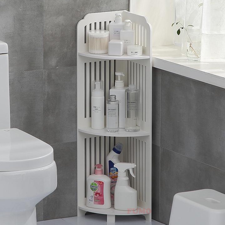 Kệ góc nhà tắm nhà vệ sinh đa năng 3 tầng gỗ PVC cao cấp chống nước FUMO SP020 | BigBuy360 - bigbuy360.vn