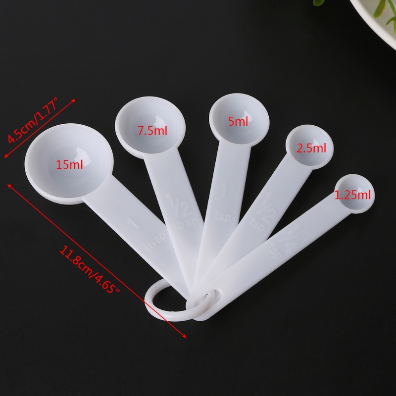 Set 5 Muỗng Đo Lường Bằng Nhựa Màu Trắng Tiện Dụng Cho Nhà Bếp