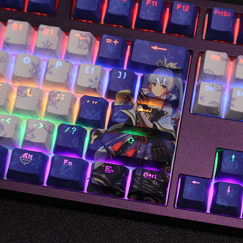 Kamisato Ayaka Keycap Cherry Profile Genshin Impact Chủ đề Anime ngoại vi PBT Thuốc nhuộm Thăng hoa Bàn phím cơ Truyền ánh sáng Keycap