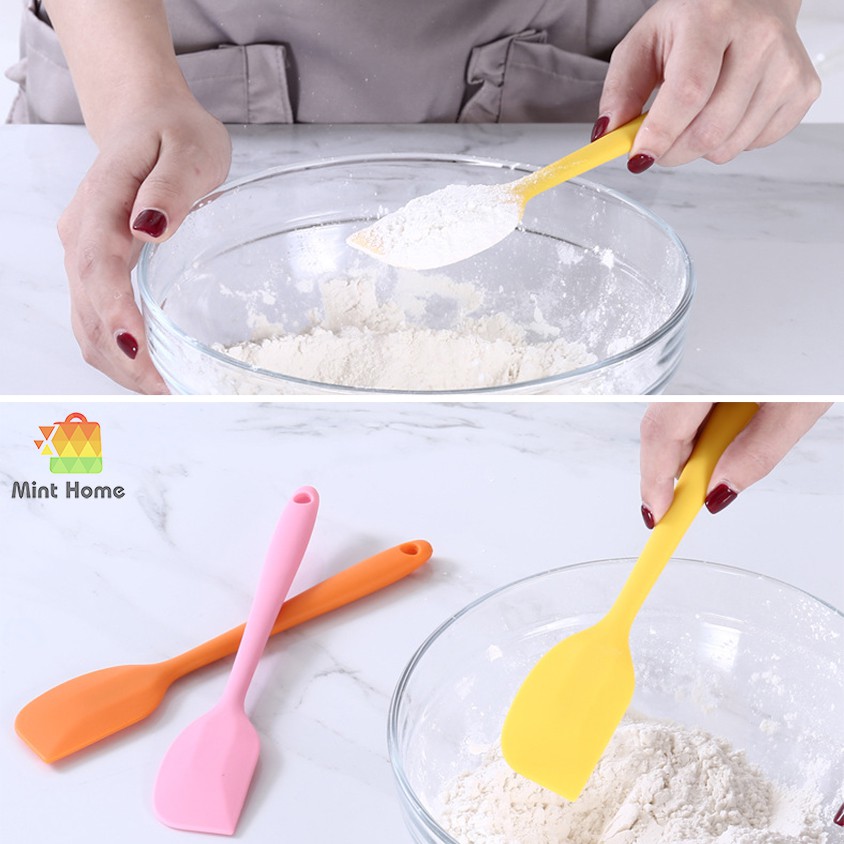 Dụng cụ làm bánh: Cây Spatula breadleaf - Phới dẹt trộn bột, đánh trứng silicon chịu nhiệt 21cm, 28cm