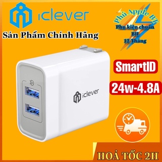 Cốc sạc nhanh 2 cổng ICLEVER 24w New nobox BH 12Tháng