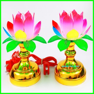 Bộ 2 đèn thờ hoa sen ( 1 cặp rất đẹp ), đèn để bàn thờ, đèn hoa sen - Shop đèn thờ - Hoàng gia shop