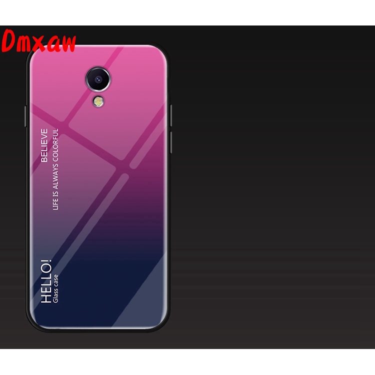 Ốp điện thoại kính cường lực cứng viền mềm màu gradient cho MEIZU X8 V8 M6T M5 NOTE M5 M5S NOTE 6 8 M8C