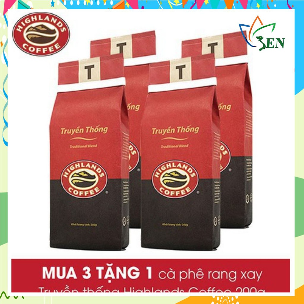 [SenXanh CAFE] Mua 3 gói tặng 1gói Cà phê Rang xay Truyền thống Highlands Coffee 200g | BigBuy360 - bigbuy360.vn