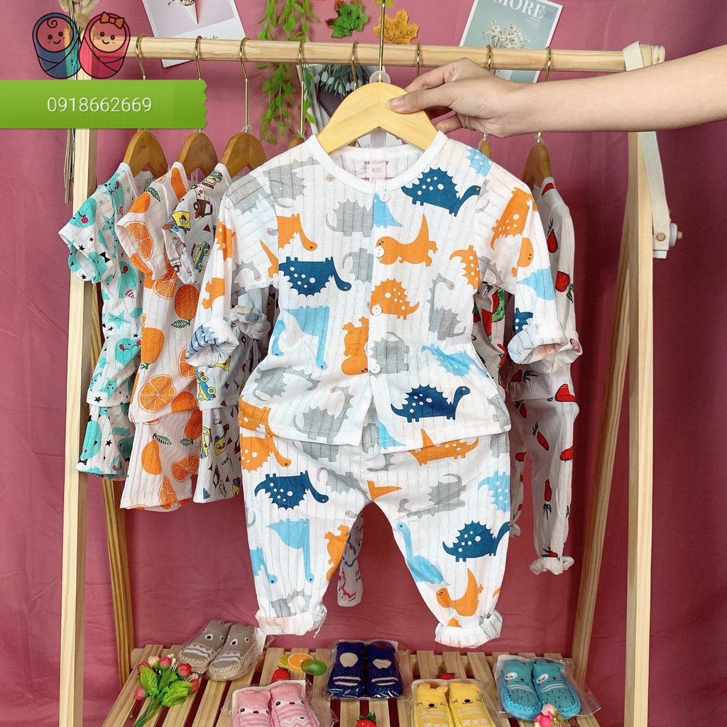 Bộ dài tay cotton giấy khuy giữa mẫu mới 2022 size 3-14kg