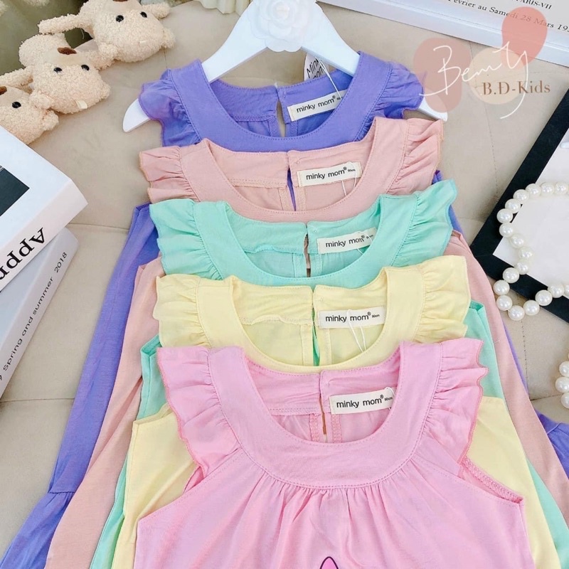 Đầm thun lạnh cánh tiên in hình dễ thương cho bé Size 80-120