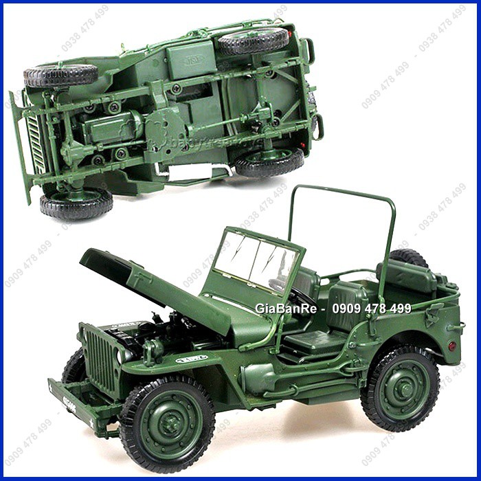 XE MÔ HÌNH KIM LOẠI CHI TIẾT TỈ LỆ 1:18 -  JEEP WILLY A1 - KDW - 9998