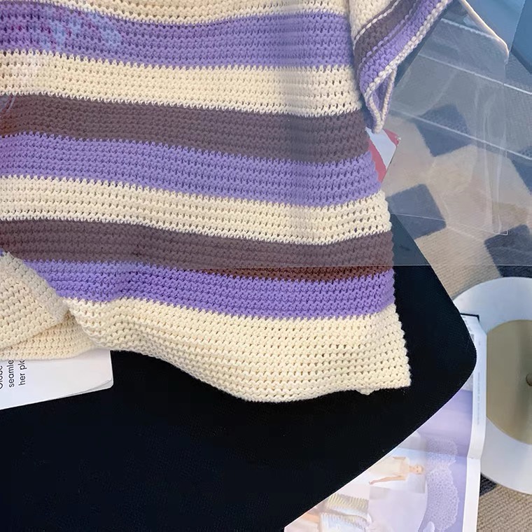 Áo cardigan NRVP dệt kim tay ngắn dáng rộng phong cách Hàn Quốc thiết kế thời trang