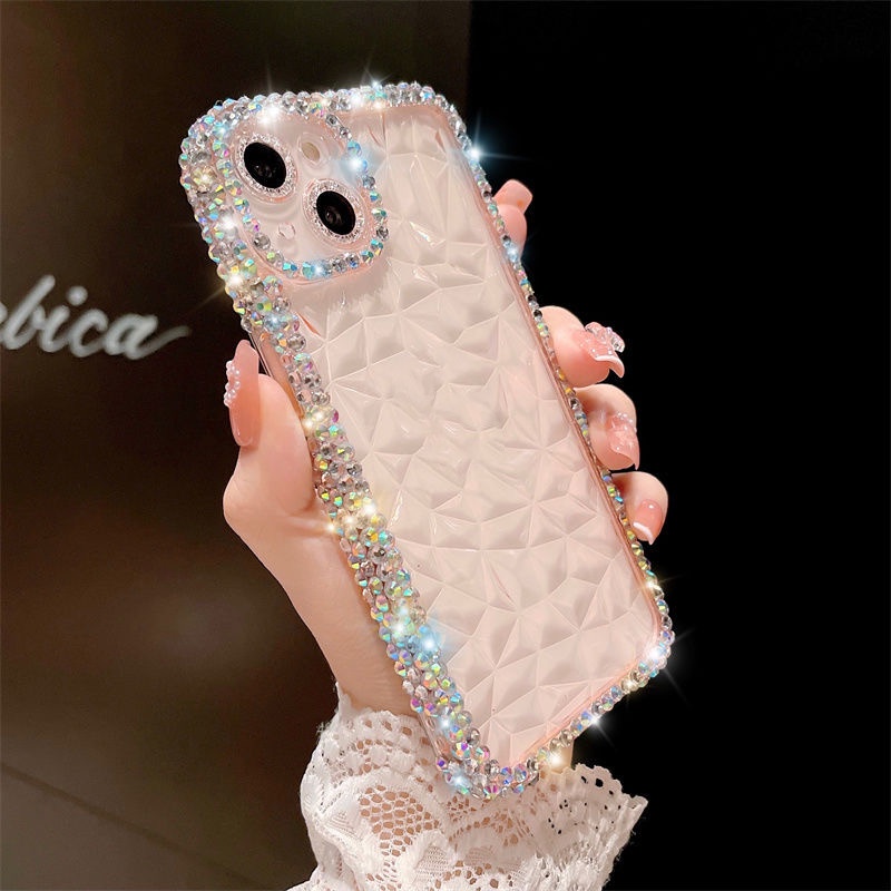 Ốp Điện Thoại Kim Cương Lấp Lánh Cho iPhone 15 14 13 12 11 Pro Max X XS XR 7 8 Plus Vỏ Sang Trọng Bling Kim Cương Giả Mềm Trong Suốt TPU Ốp Lưng